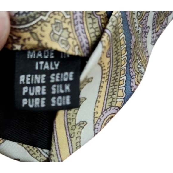 Karl Lagerfeld Brown Beige Floral all Silk Italian Made Floral Silk Tie - Picture 4 of 4